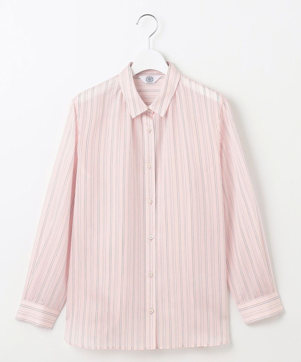 J.PRESS LADIES 【洗える】ランダムストライプ シャツカラー ブラウス 
