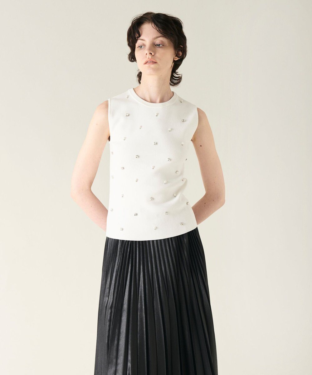 GRACE CONTINENTAL ビジューニットトップ 