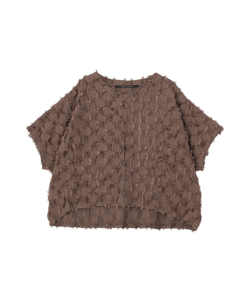 YECCA VECCA ジャガードフリンジブラウス 