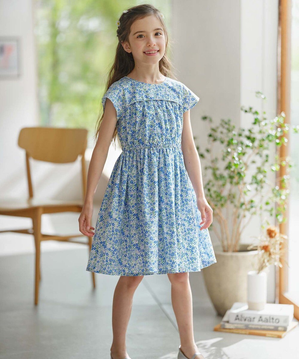 組曲 KIDS 【110-140㎝】リンドウプリント ワンピース 