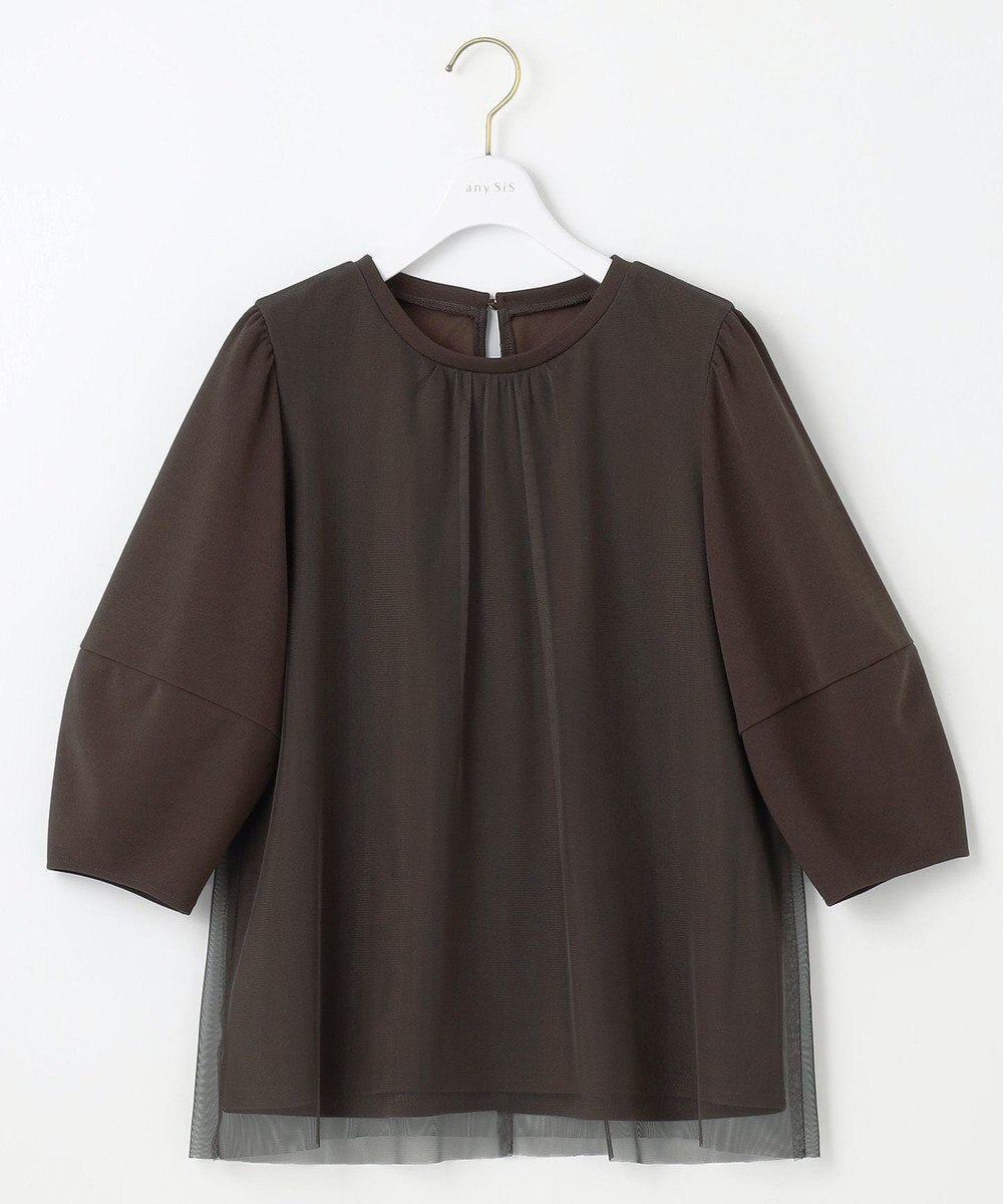 ANY SIS L 【洗える】カットジョーゼットチュール トップス 