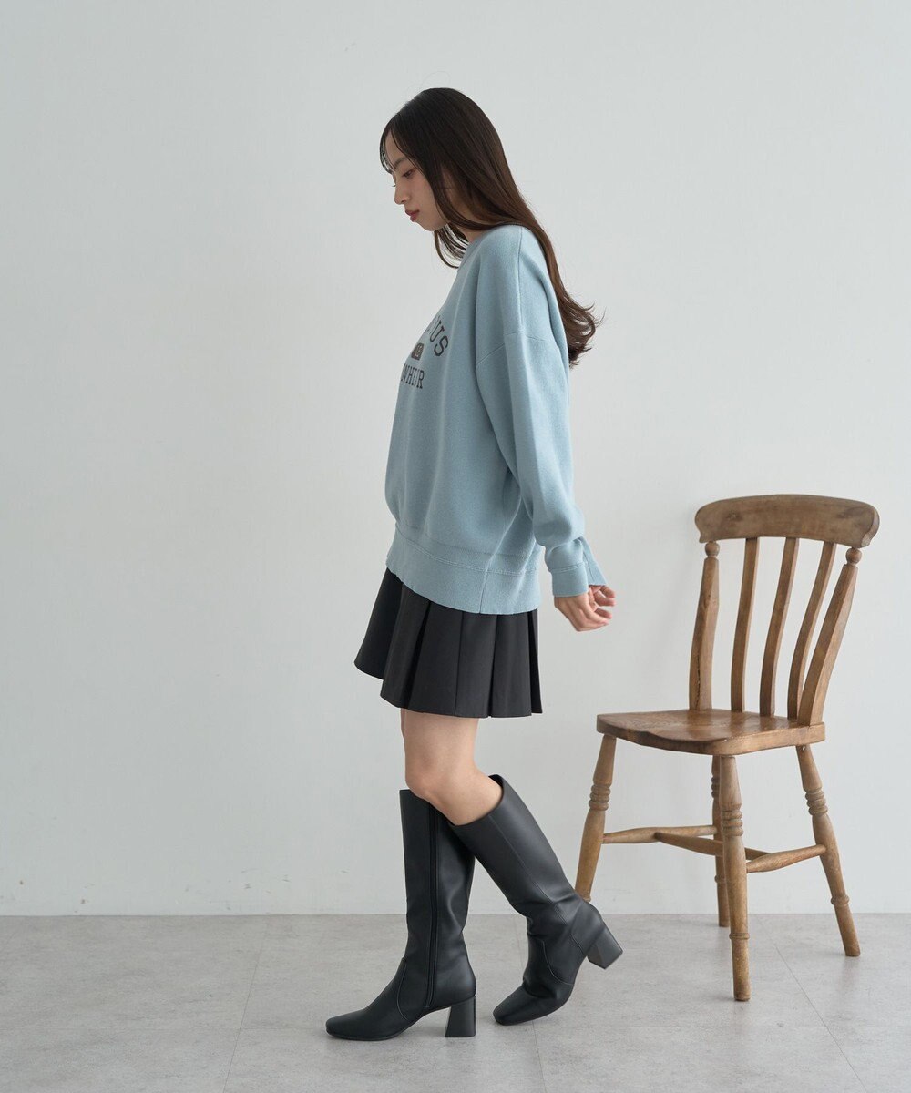 earth music&ecology 【洗濯機洗い可】スウェットライクロゴニットプルオーバー 