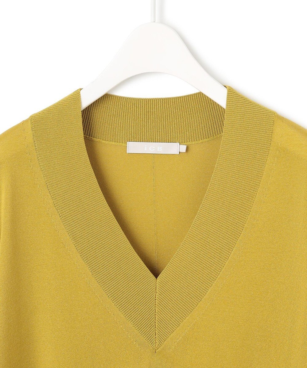 ICB L 【洗える】シルクヴィスコースハイゲージ Vネックニット 