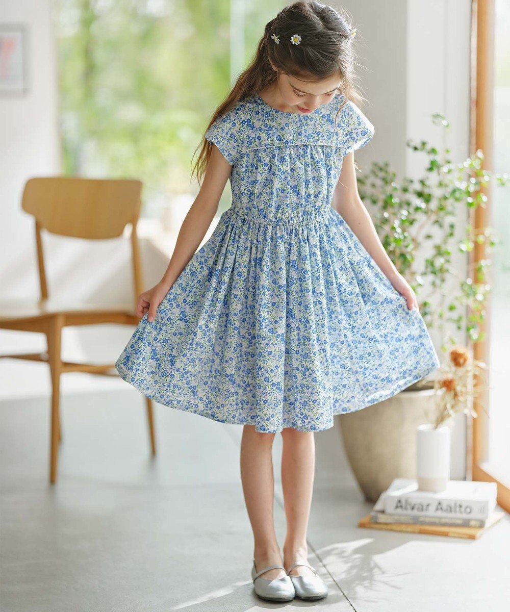 組曲 KIDS 【110-140㎝】リンドウプリント ワンピース 