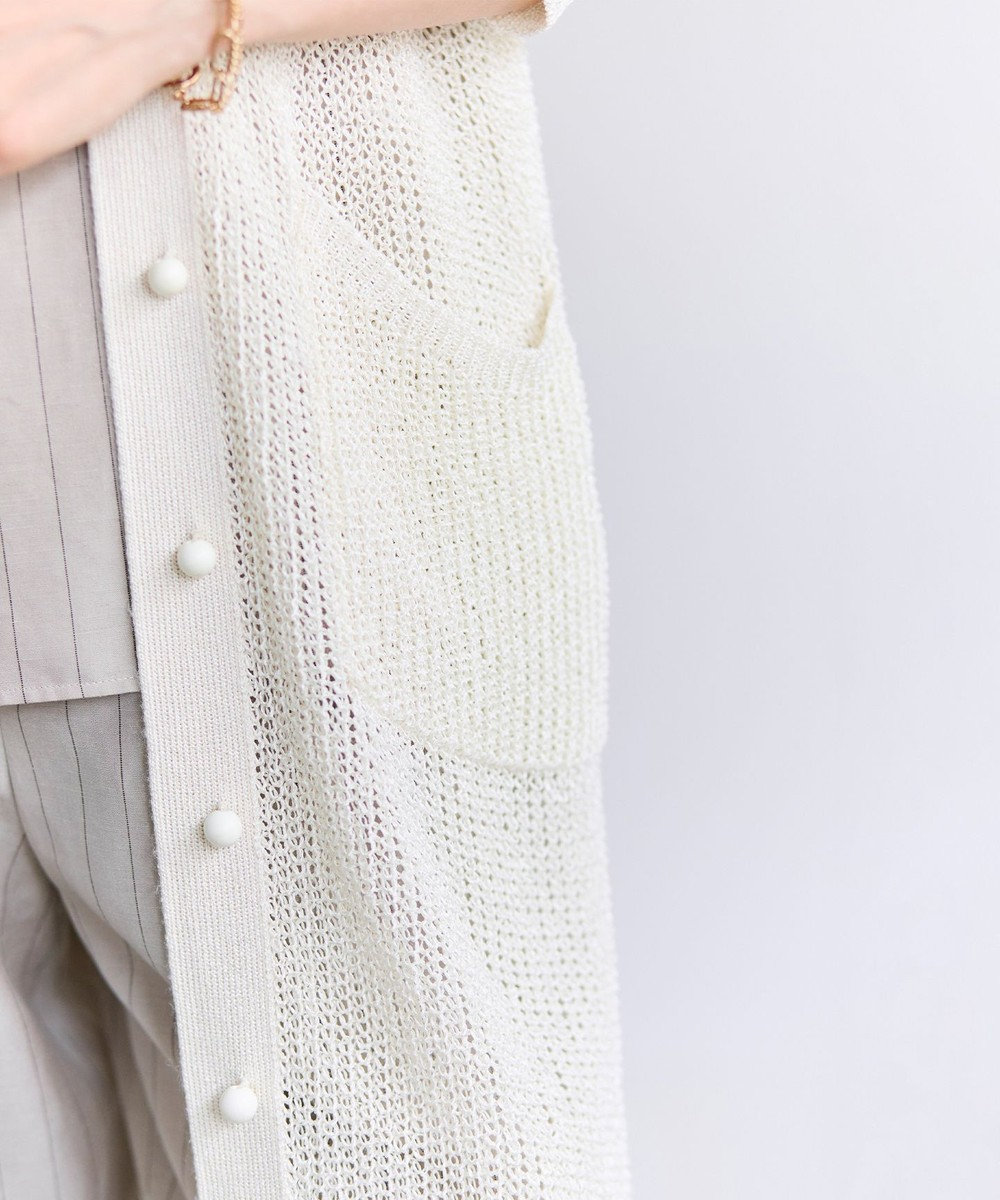 BEIGE， OPTICAL / ペーパーヤーンシアーロングカーディガン 