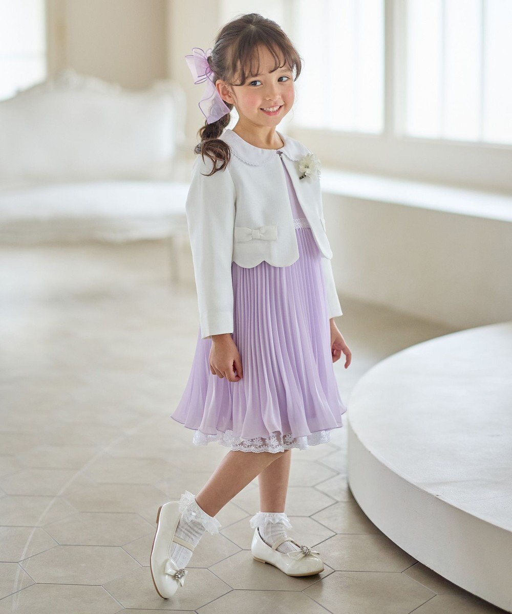 ANY KIDS 【2点セット】リボンボレロジャケット+シフォンプリーツ ワンピース 