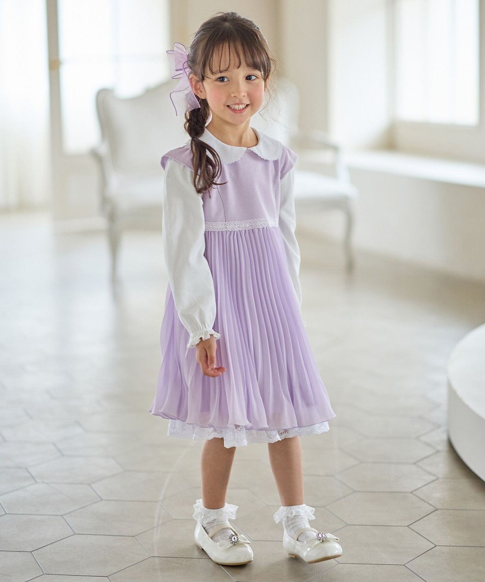 ANY KIDS 【2点セット】リボンボレロジャケット+シフォンプリーツ ワンピース 