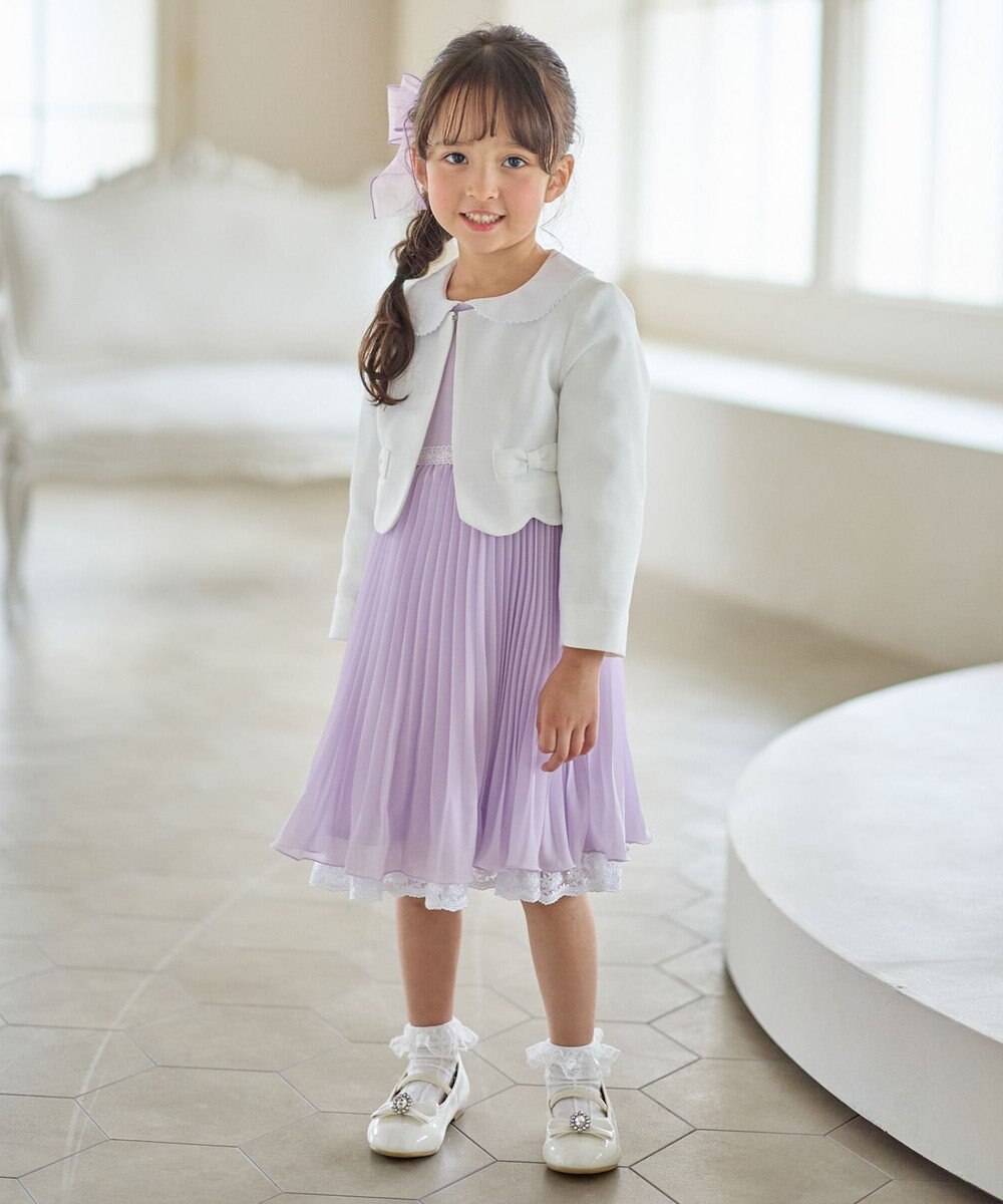 ANY KIDS 【2点セット】リボンボレロジャケット+シフォンプリーツ ワンピース 