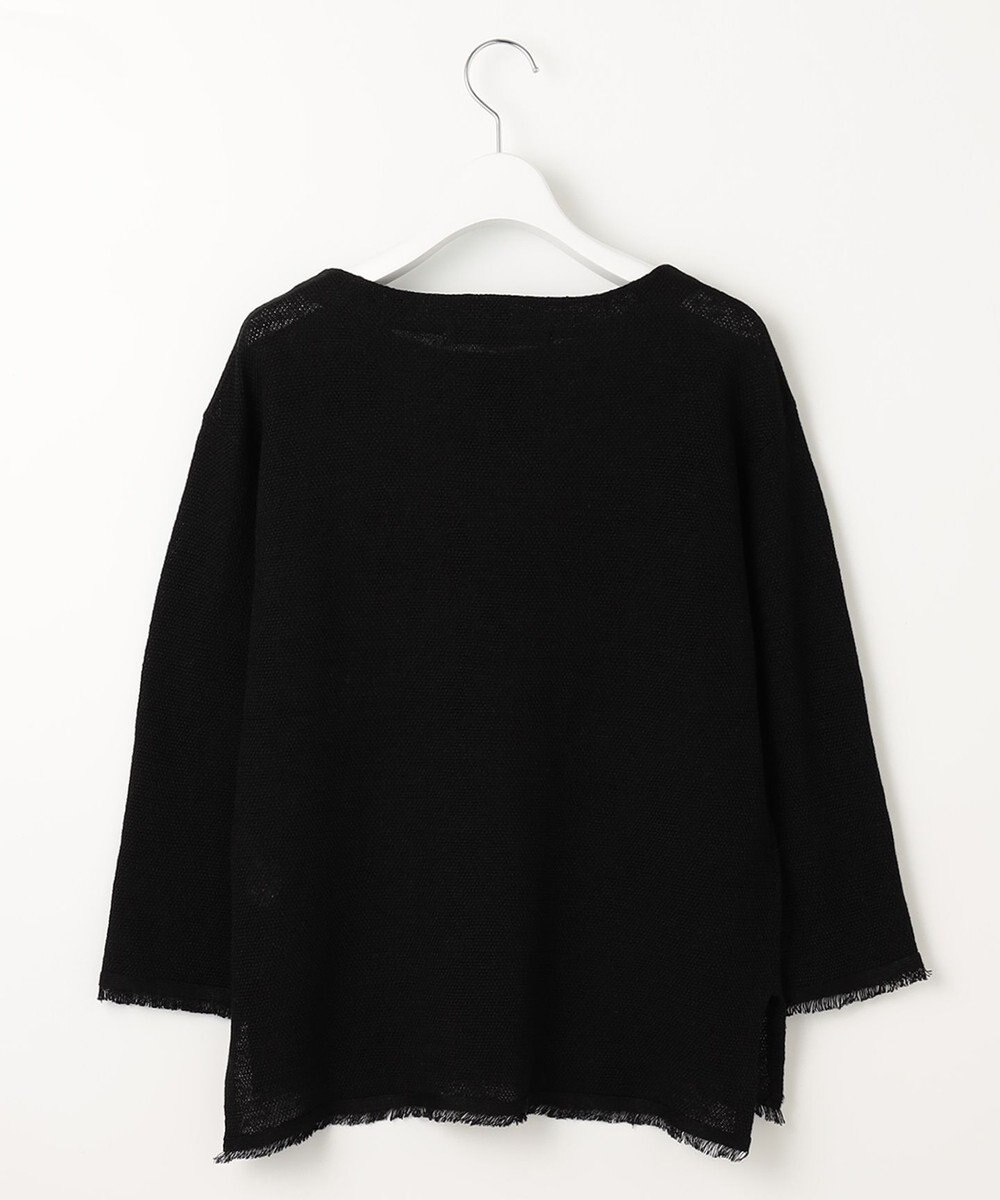 自由区 L 【洗える】リネンフリンジディテール8分袖 ニット 