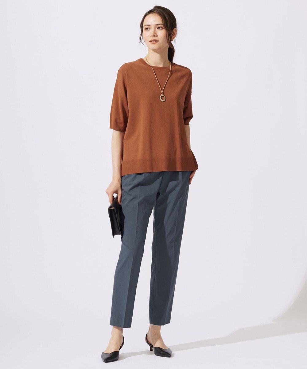 自由区 L 【接触冷感・UVカット・WEB限定カラーあり】クレープストレッチプルオーバー ニット 