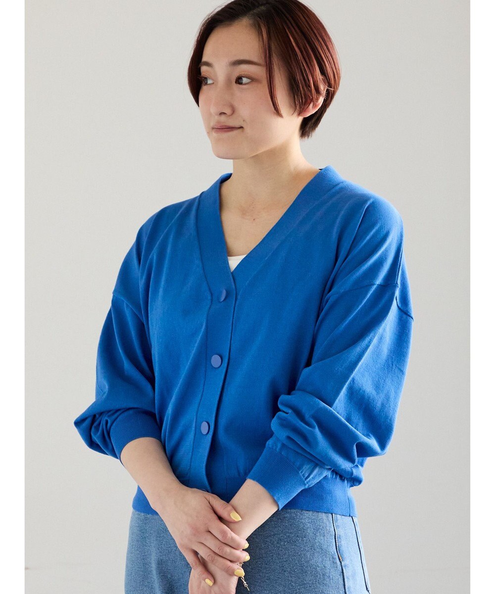 Te chichi 14G綿ポリVネックカーディガン 