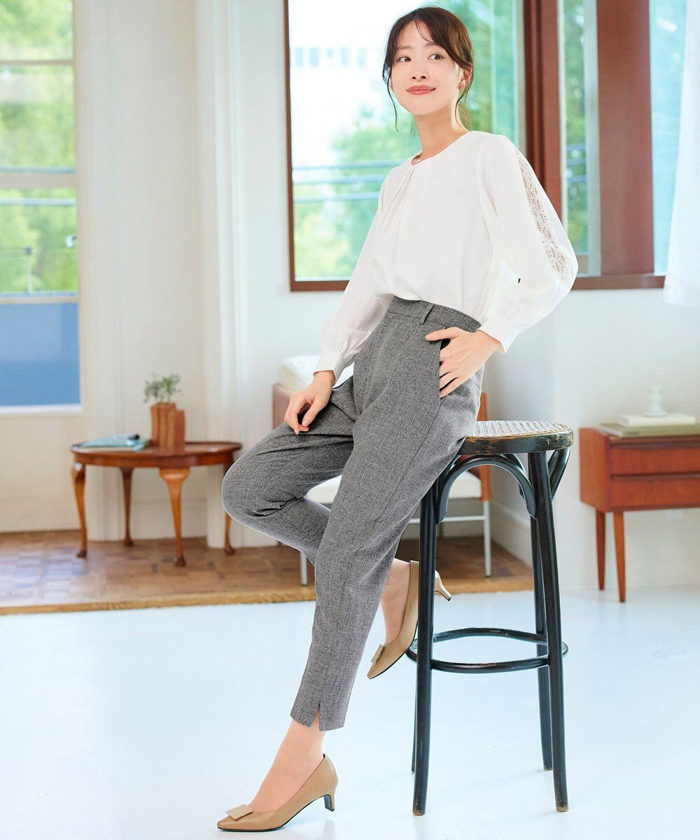 Tiaclasse 【洗える】麻調テーパードパンツ 