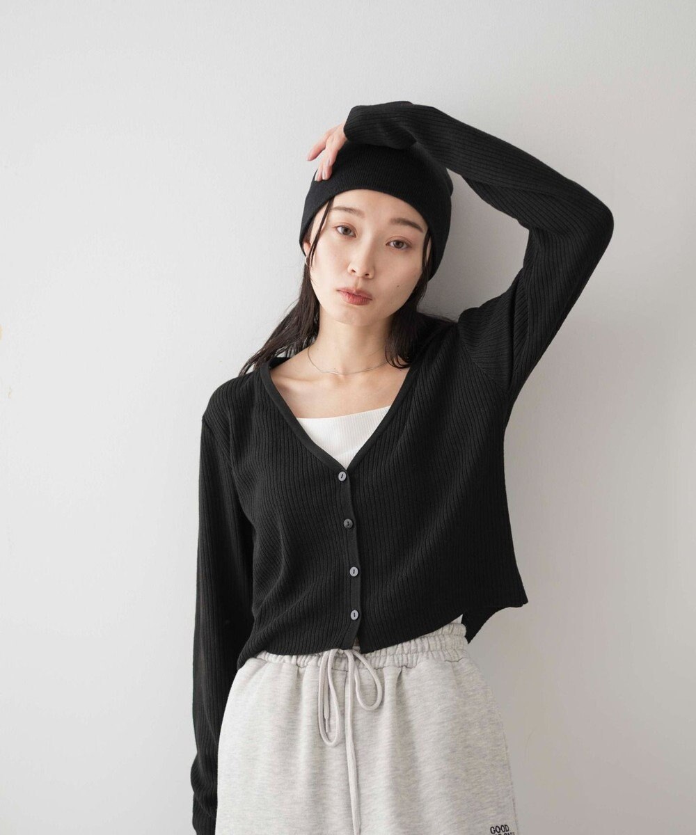 WEGO カラーリブショートカーデ 