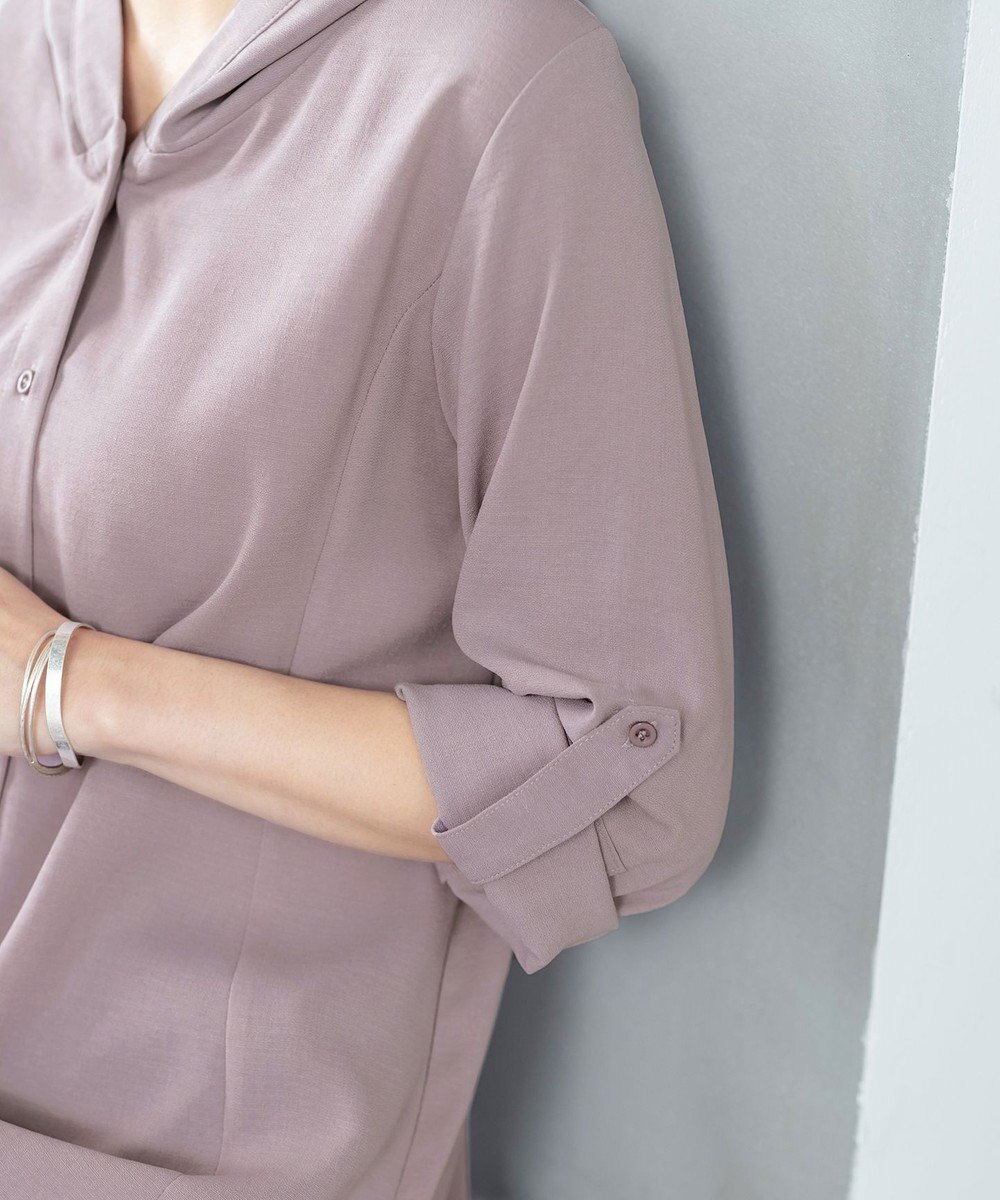 Tiaclasse 【新色追加・洗える】麻調パーカーチュニックブラウス 