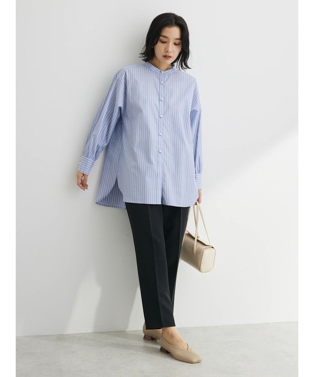 Green Parks パール釦ストライプシャツ 