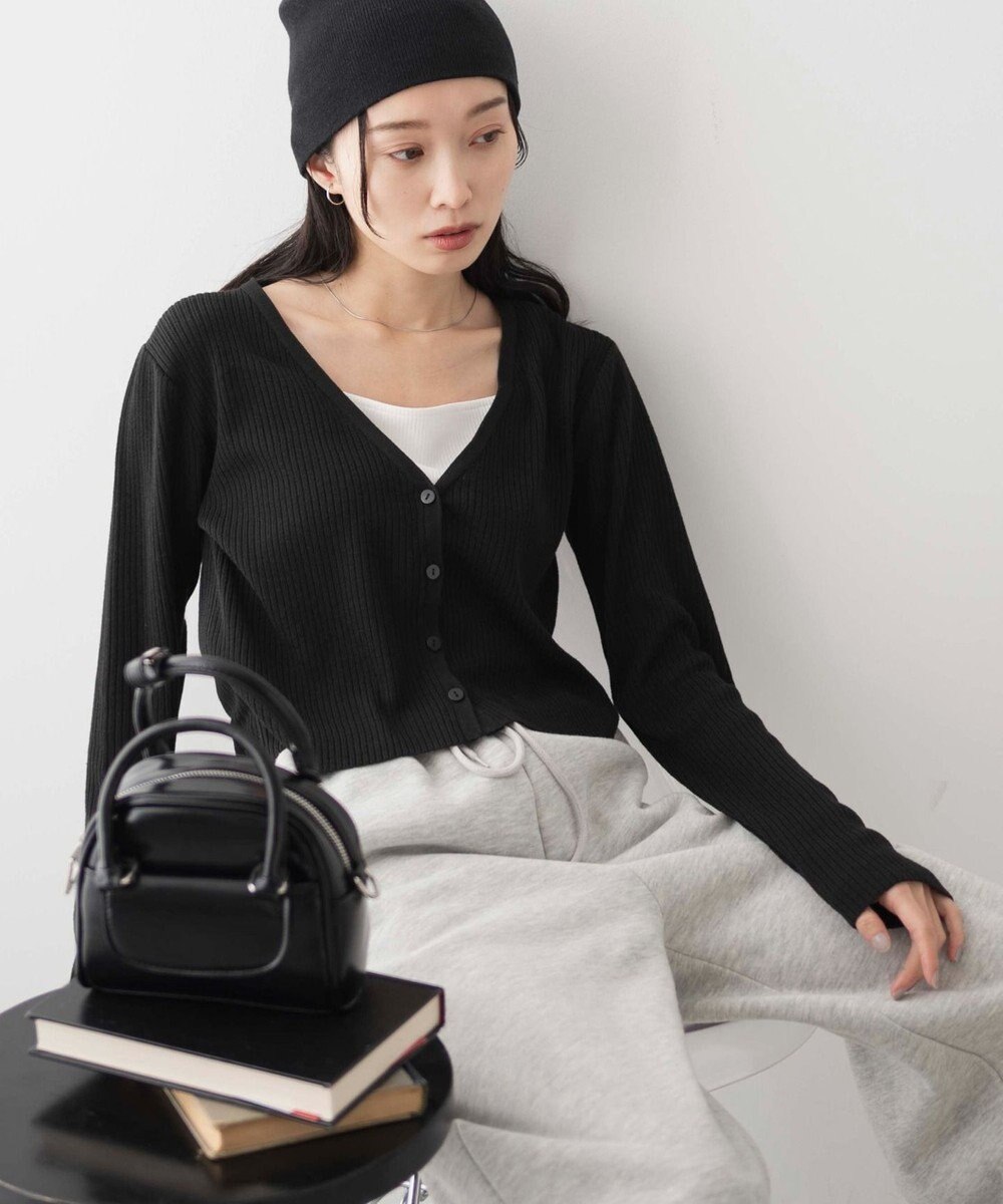 WEGO カラーリブショートカーデ 