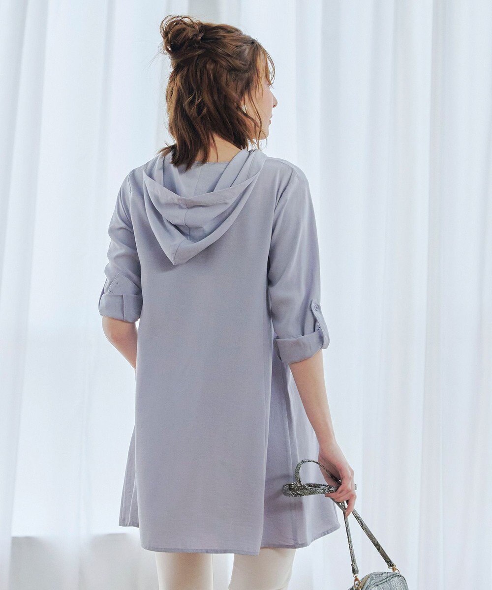 Tiaclasse 【新色追加・洗える】麻調パーカーチュニックブラウス 