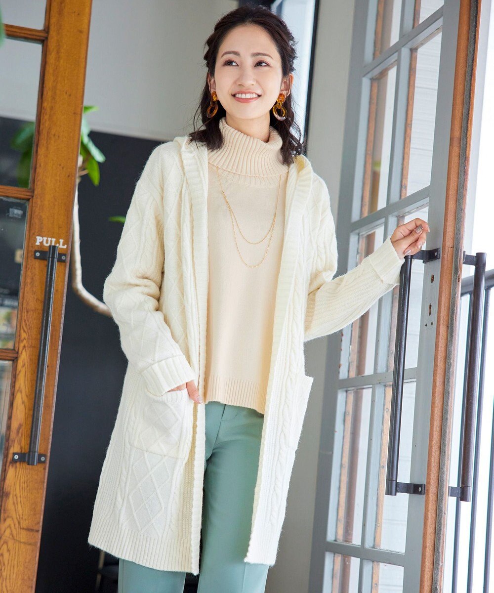 Tiaclasse 【洗える】もっちり柔らかいリブタートルプルオーバーニット 