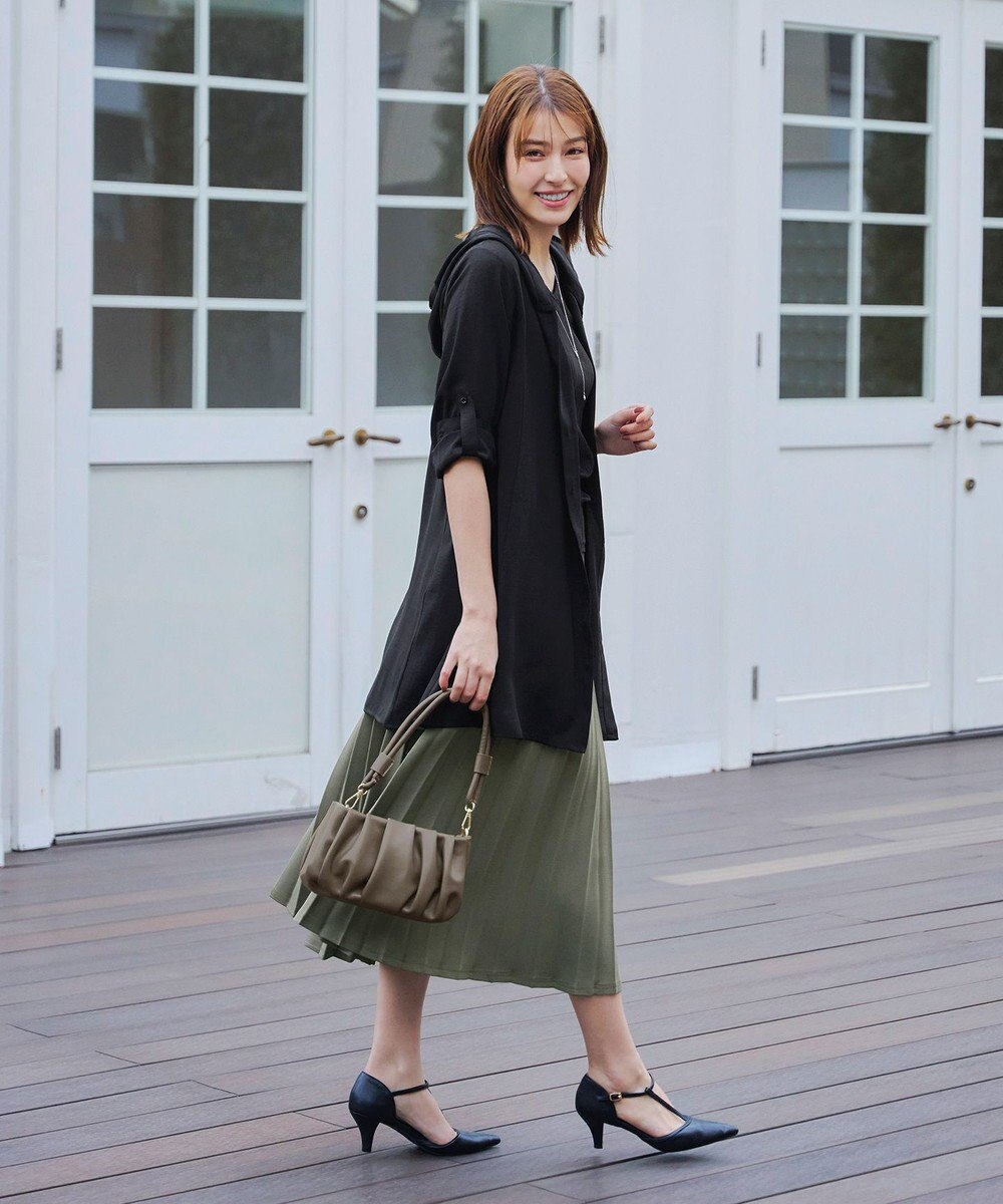 Tiaclasse 【新色追加・洗える】麻調パーカーチュニックブラウス 