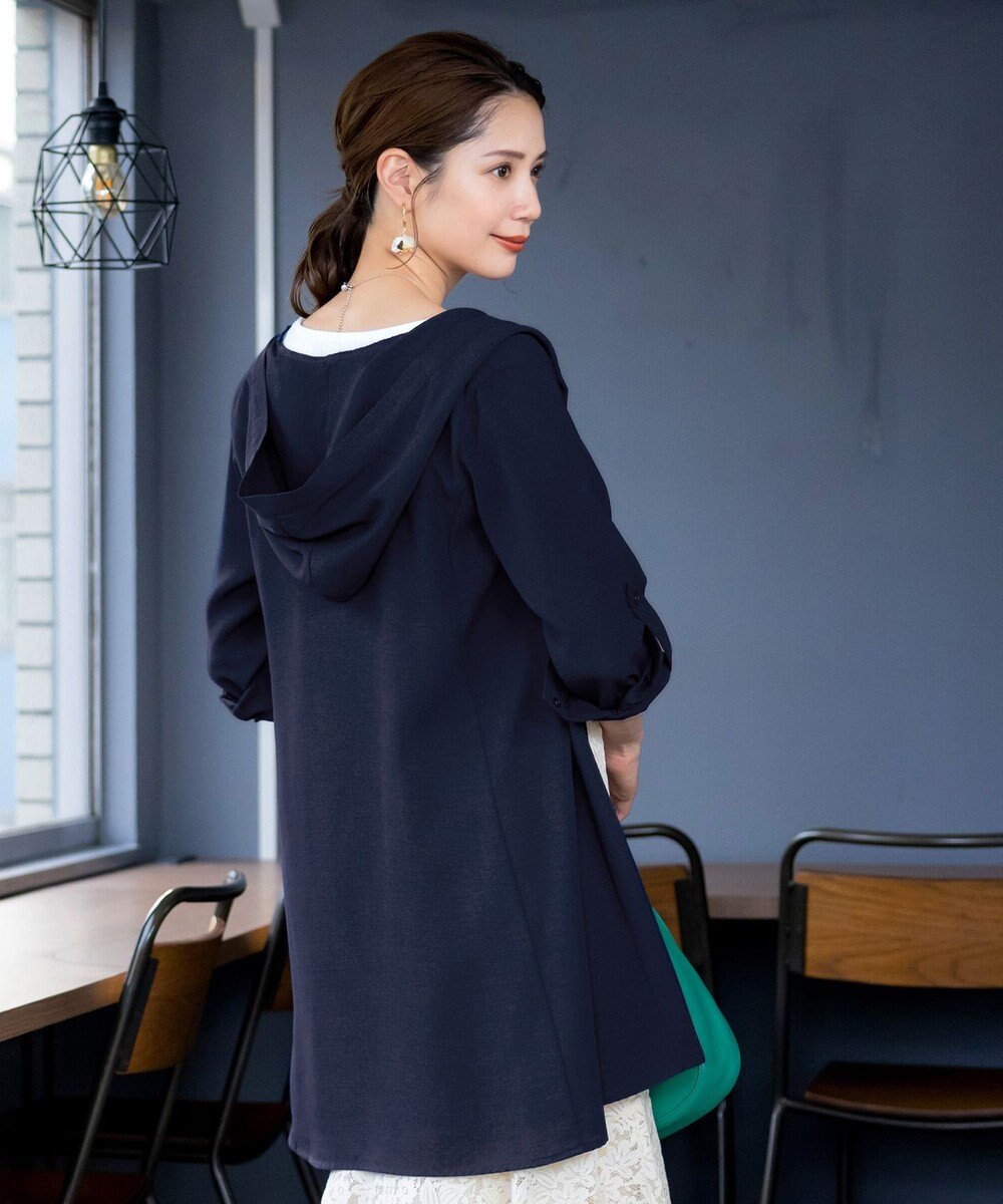 Tiaclasse 【新色追加・洗える】麻調パーカーチュニックブラウス 