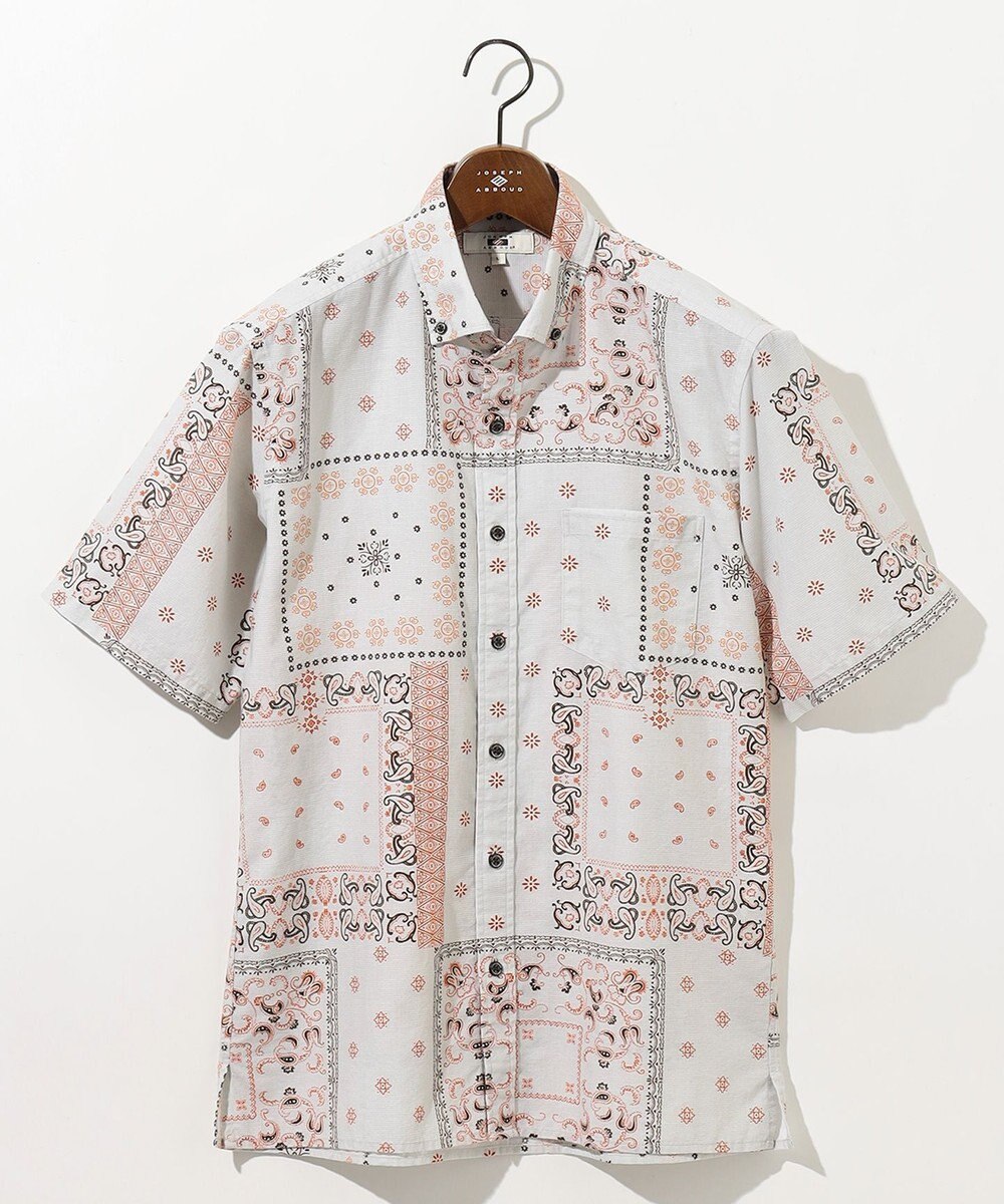 JOSEPH ABBOUD 【キングサイズ・サスティナブル素材】コットンリヨセルリネンバンダナプリント シャツ 