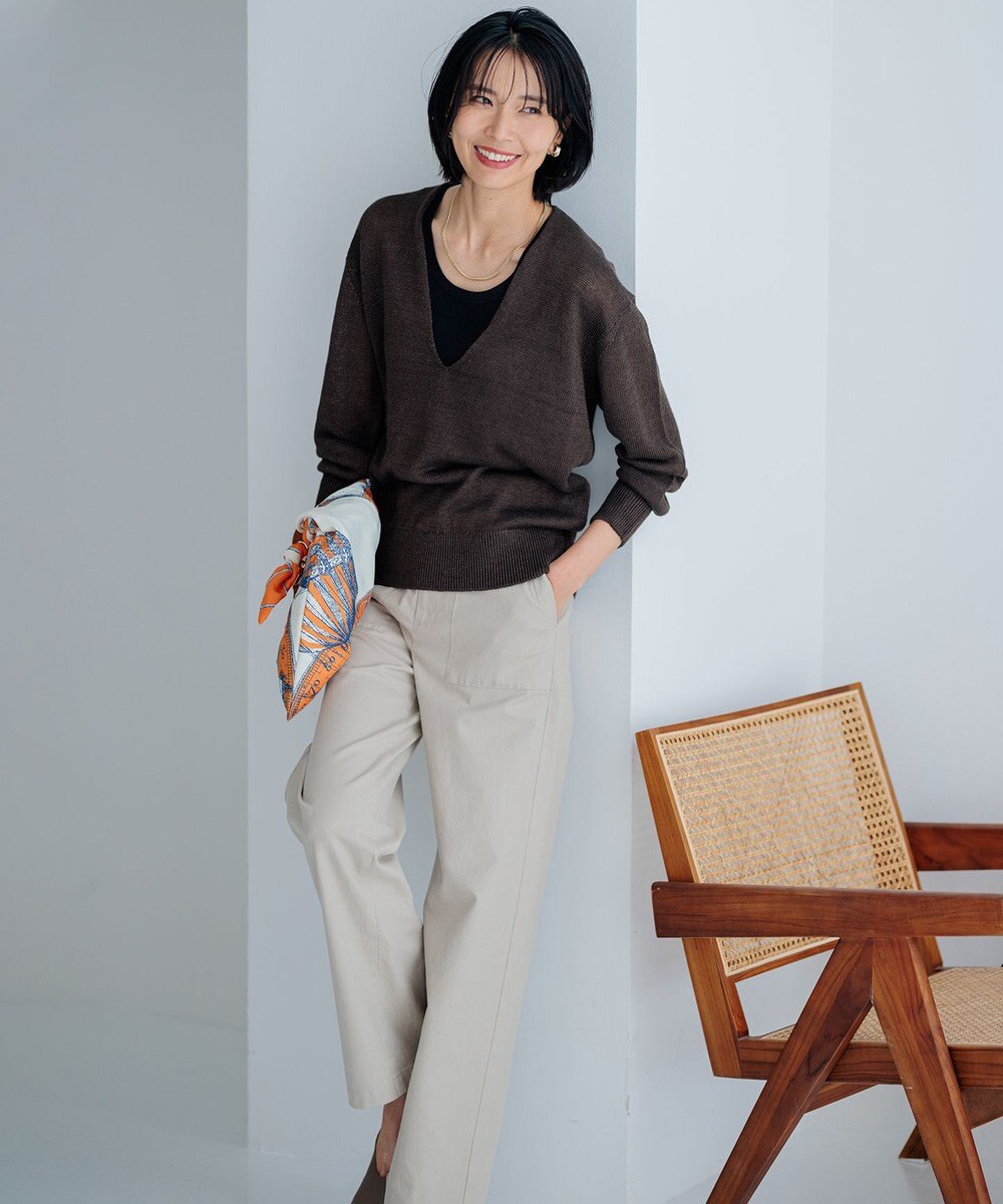 23区 S 【CLASSY.6月号掲載/洗える】ピュアリネンバルキー Vネックニット 