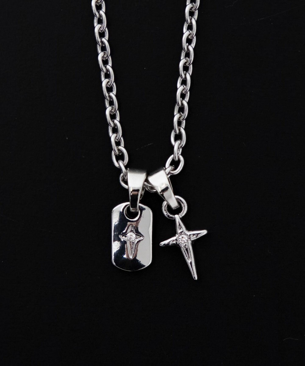 WEGO Mラインストーンダブルモチーフネックレス 