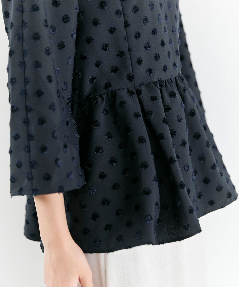 #Newans 【洗濯機可】ジャガ―ドドットペプラムブラウス 