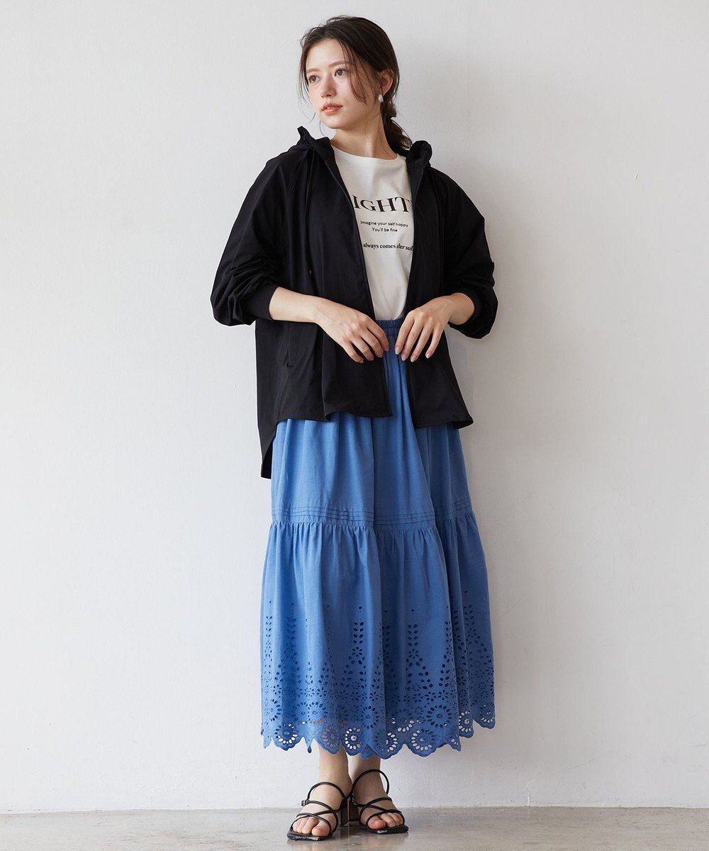 Feroux 【洗える】刺繍ティアード スカート 