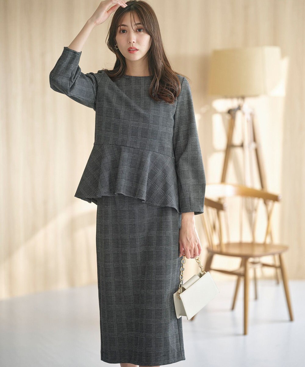 ANY SIS 【WEB・一部店舗限定】カットジャカードペプラム セットアップ 