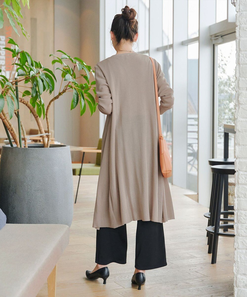 Tiaclasse 【洗える】ボタン付きロングリブカーディガン 