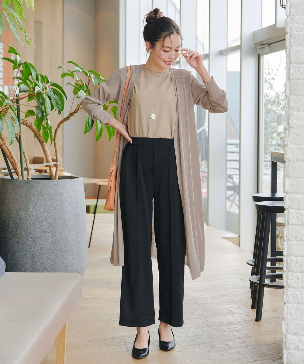 Tiaclasse 【洗える】ボタン付きロングリブカーディガン 