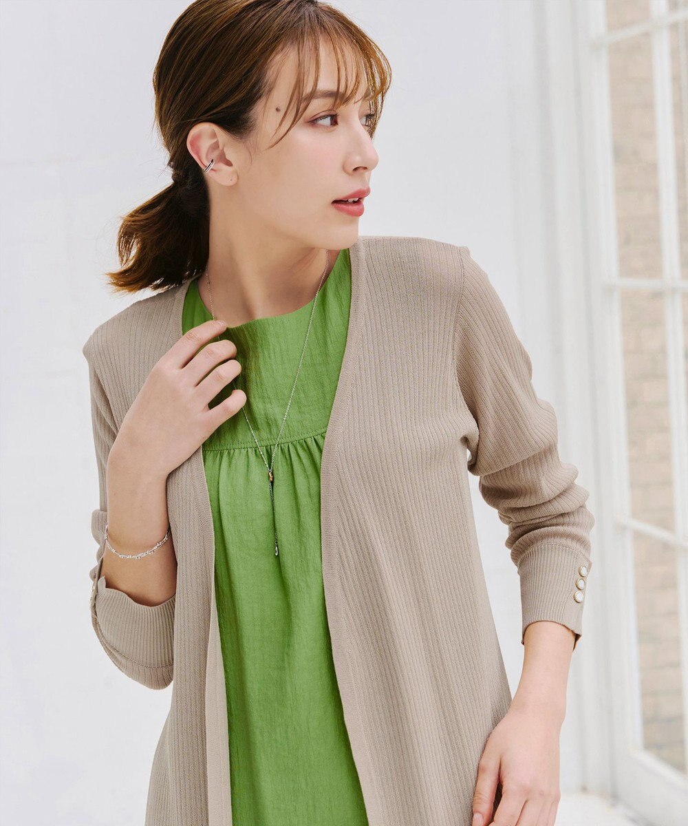 Tiaclasse 【洗える】ボタン付きロングリブカーディガン 