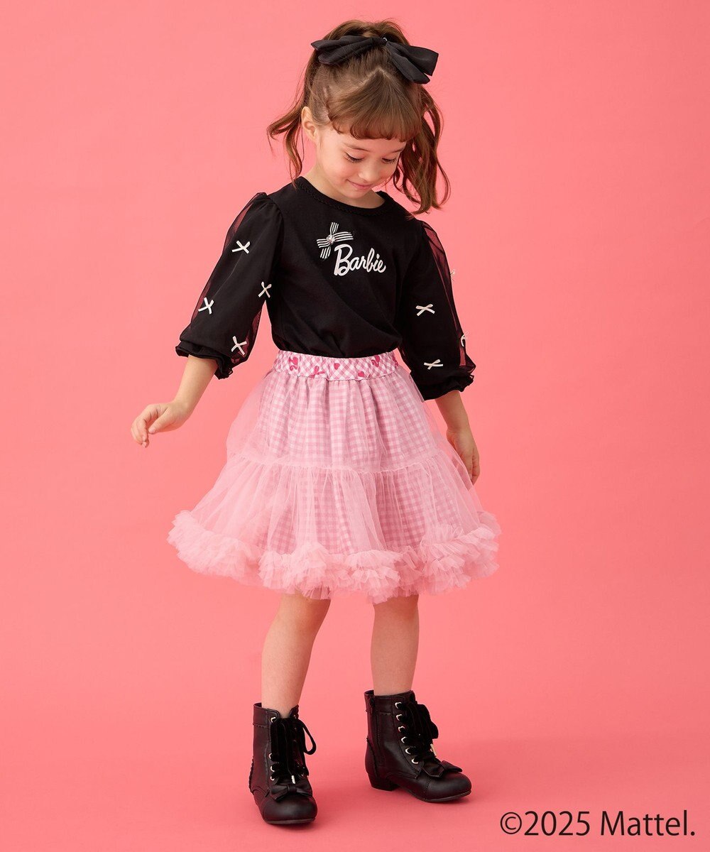 ANY KIDS 【Barbie(TM)】リボン 七分袖Tシャツ 