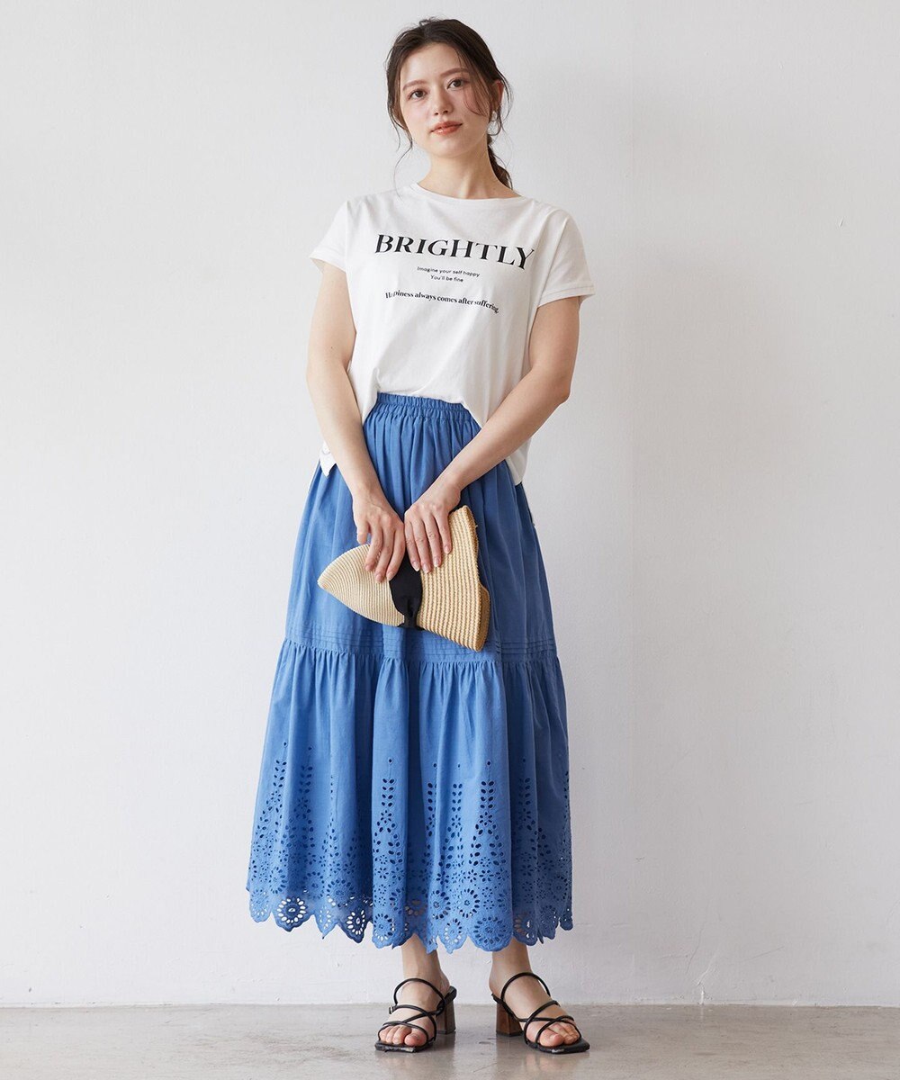 Feroux 【洗える】刺繍ティアード スカート 