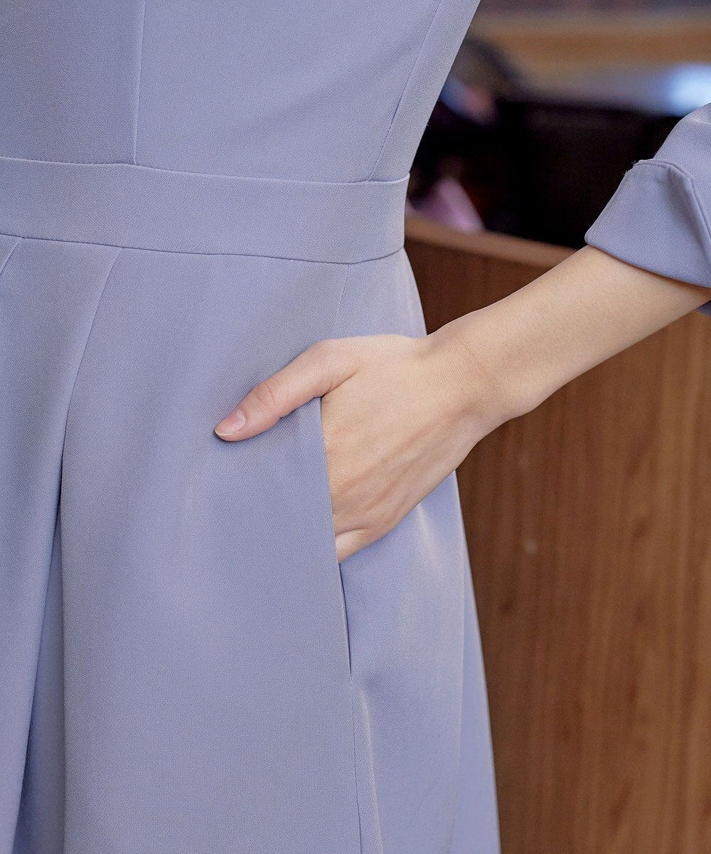 Tiaclasse L 【洗える】アシンメトリータックフレアワンピース 