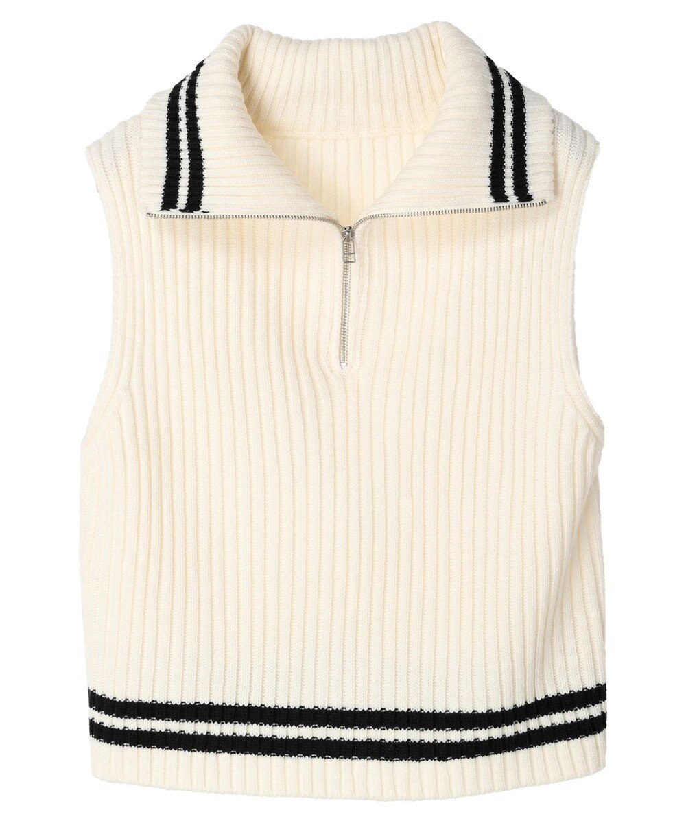 earth music&ecology ハーフジップニットベスト 