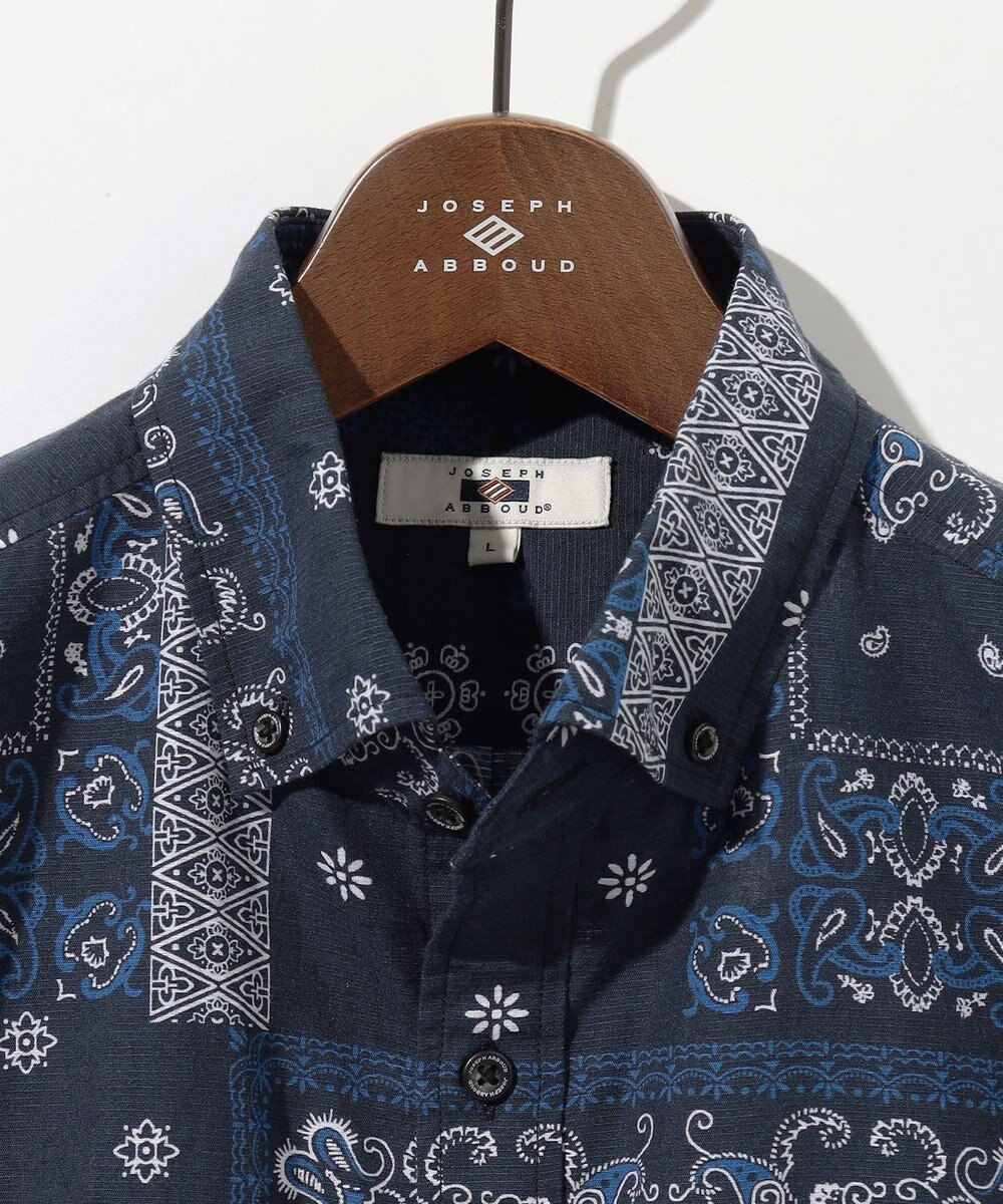 JOSEPH ABBOUD 【サスティナブル素材】コットンリヨセルリネンバンダナプリント シャツ 