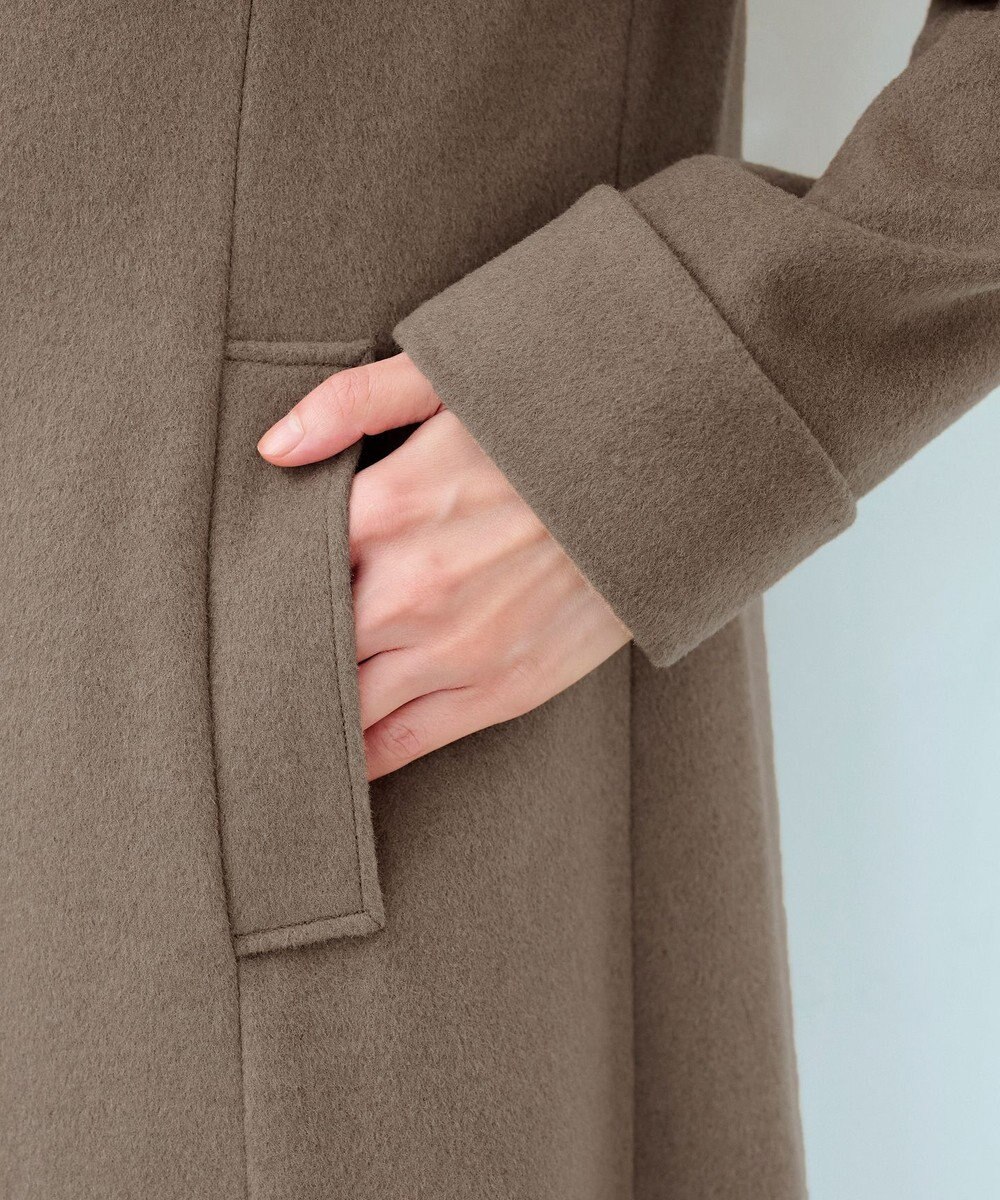 Tiaclasse 【ウール混】ノーカラーバックリボンウールコート 