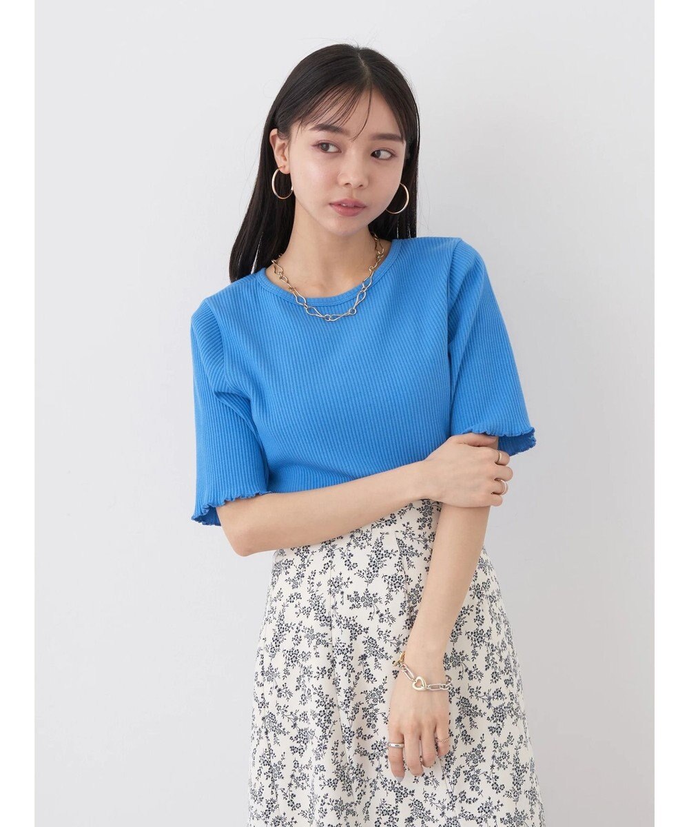 earth music&ecology ドットボタン５分袖リブプルオーバー 