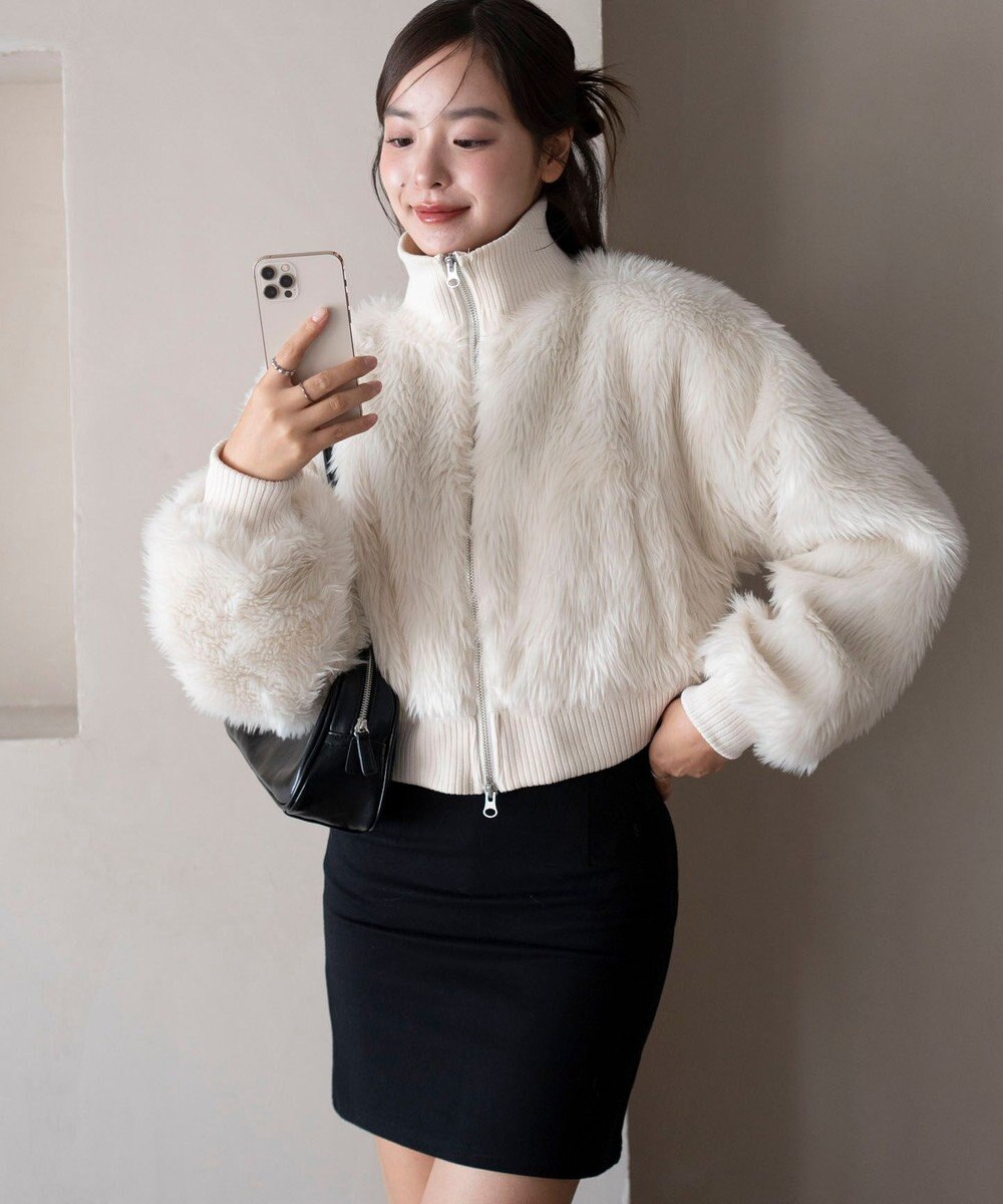 WEGO 【25年秋冬新作】フェイクファーショートブルゾン 
