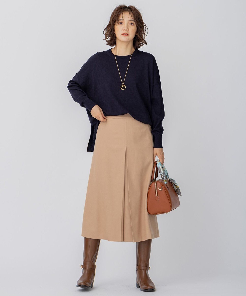 23区 ウールミルドストレッチフロントタック Aラインスカート 