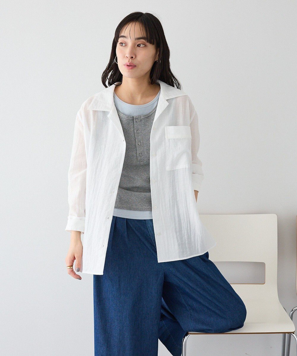 CRAFT STANDARD BOUTIQUE シアーオープンカラーシャツ 