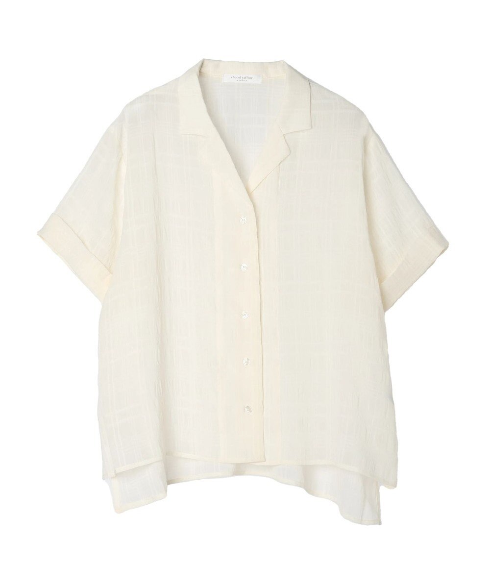 Green Parks シアーチェック開襟ブラウス 