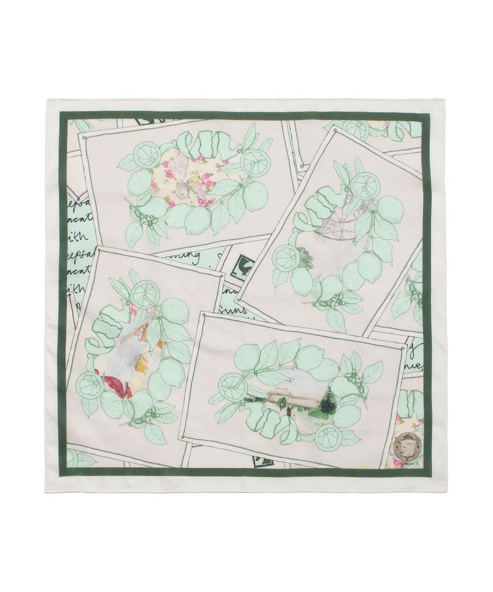 MOONBAT 【日本製】SWASH LONDON ポストカードプリント コットン スカーフハンカチ 