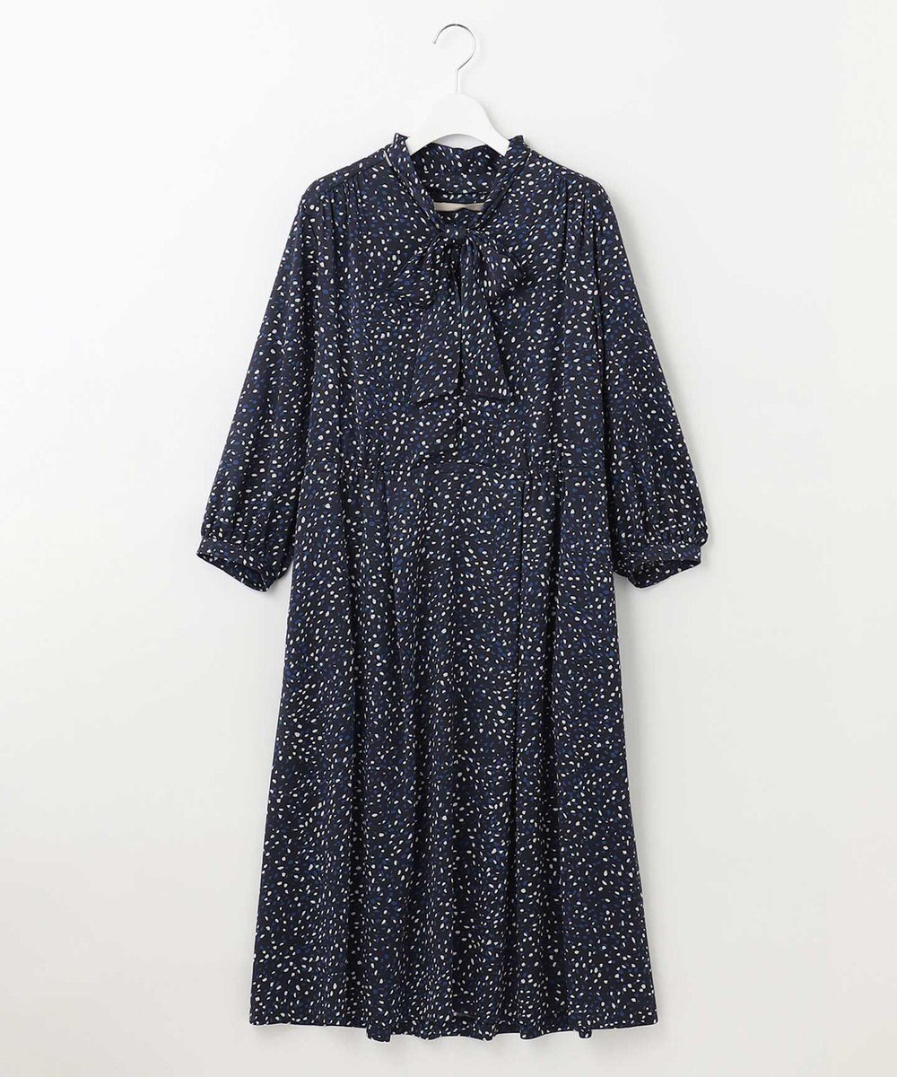 自由区 【XSサイズ～/洗える】フローイングドットプリント ワンピース 