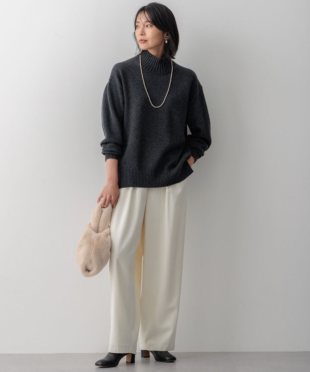 23区 L 【洗える】カシミヤブレンド ハイネック ニット 