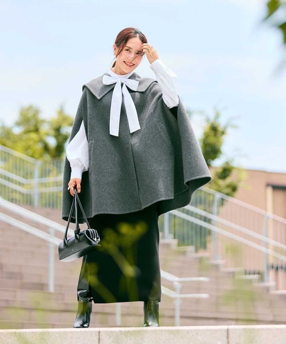 #Newans セーラーカラーダブルフェイスケープコート 