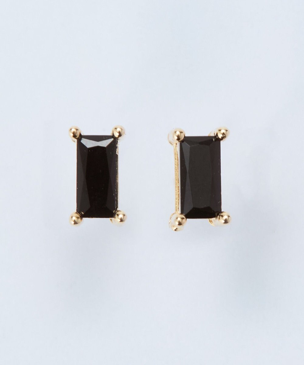 Phoebe シャインフレームレクタングルピアス　ブラック 