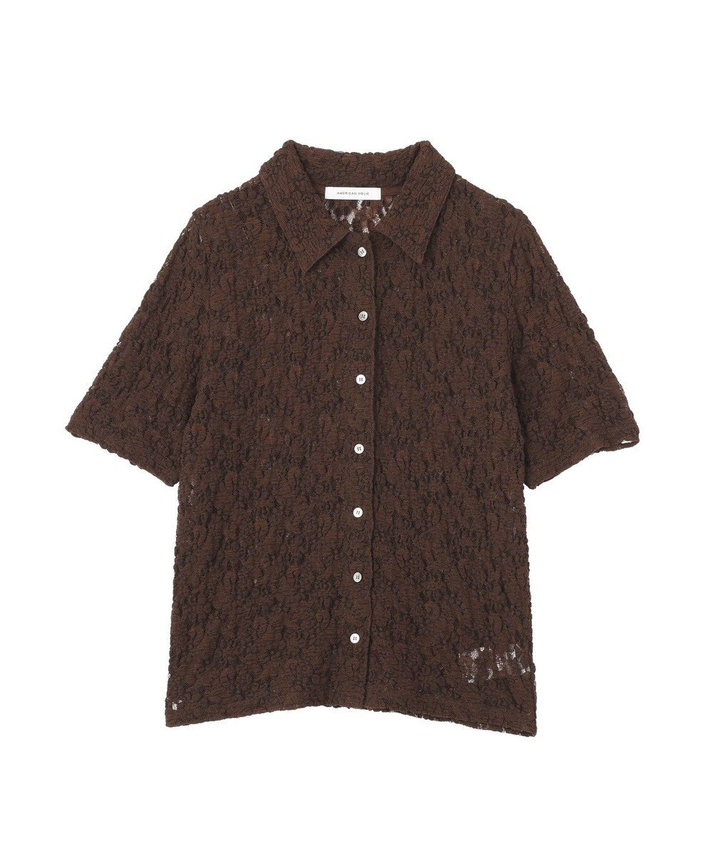 AMERICAN HOLIC 半袖襟付きレースカーディガン 